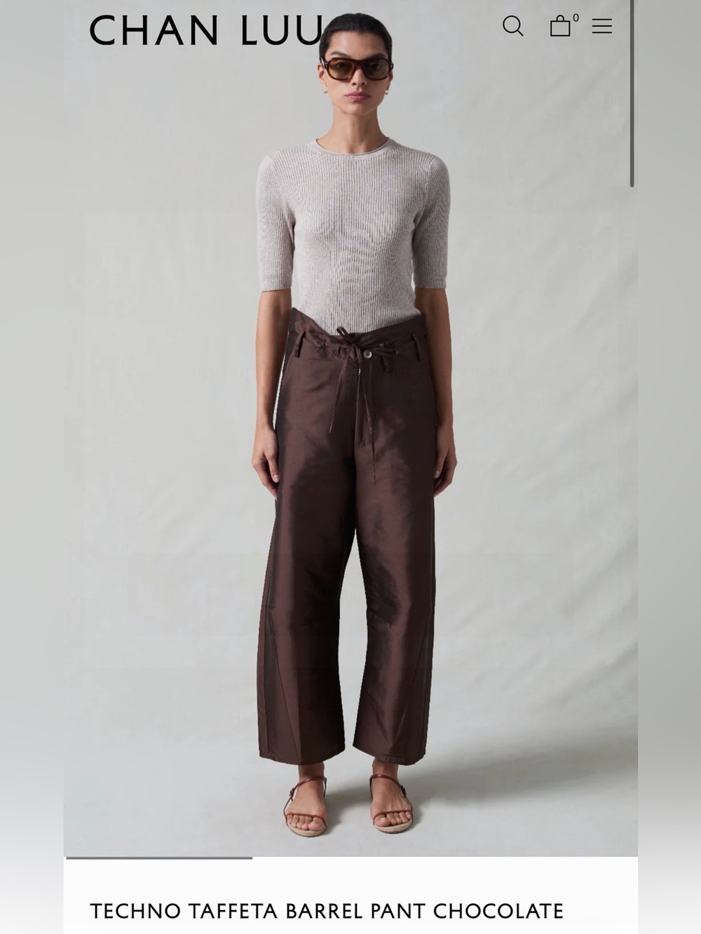 NWT Chan Luu techno pants - Chocolate Brown taffeta - Size 3